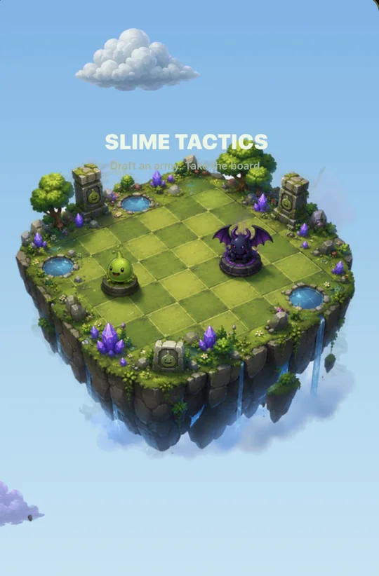Tactic board: a chequered island board with two generals facing off.